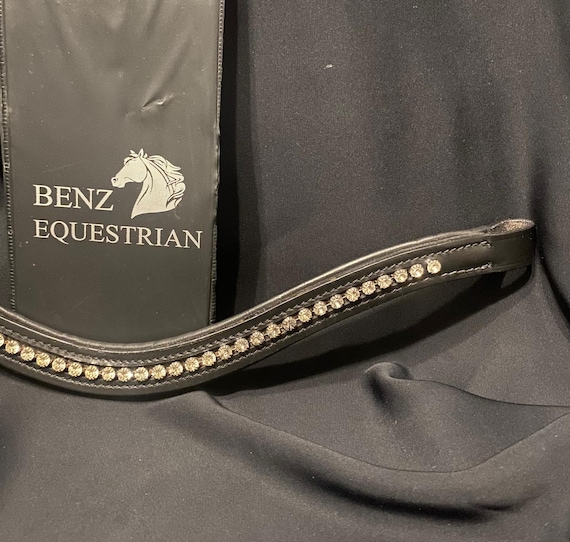 Bride En Cuir Noire U Forme Avec Cristaux - Rênes Incluses - Cwell Equine - Neuve