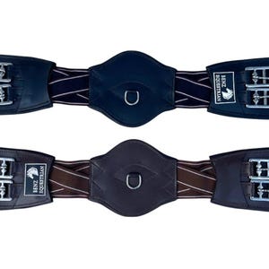 Elasticated Short Girth for Dressage/Eventer Elastic short girths soft padded Comfort in black & brown Leather for pony cob full xfull Horse
