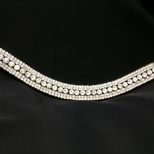 Silver Clear Crystal 5 Row wave mega bling browband curve Ushape pony cob Full, xfull Size black brown leather for Dressage bridle