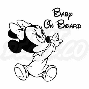 Baby Minnie On Board Vinyl Decal stickers bottle Cup glass Car Van Truck Bike Laptop Wal  Window Bumper Sign Decal