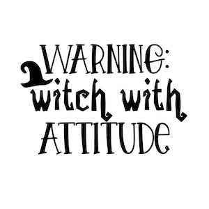 Warning Witch With Atitude Wicca Vinyl Decal stickers bottle glass Car Van Truck Caravan Bike Laptop Wall  Windows Bumper Sign Decal