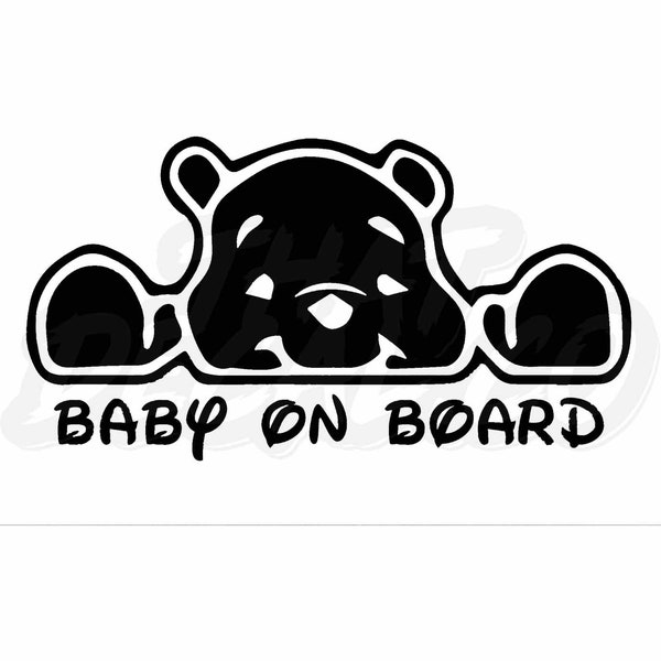 Baby On Board Pooh Bear Vinyl Decal Stickers Car Van Truck Caravan Windows Bumper Warning Sign Vinyl Decal Sticker