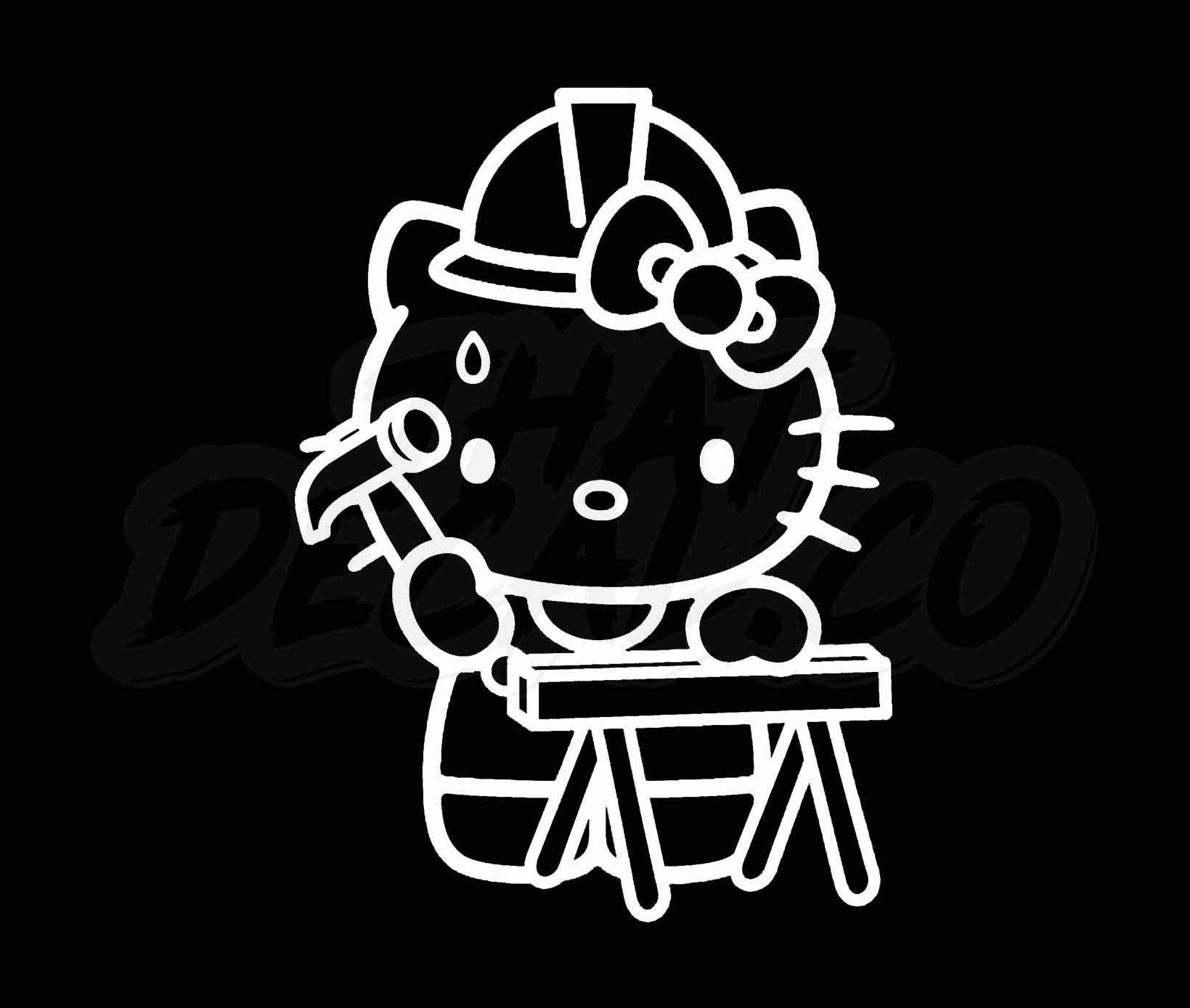 Hello Kitty Hard Hat Vinyl Decal Sticker Bottle Glass Caradult Etsy UK