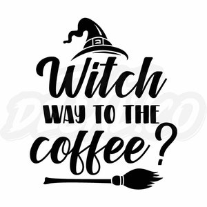 Adesivo de vinil para café, bruxa, caminho para o café, wicca, carro, van, caminhão, caravana, janelas, pára-choques, sinal de aviso, adesivo de decalque de vinil