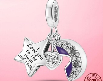Pandora Moon and Back Charm - Etsy