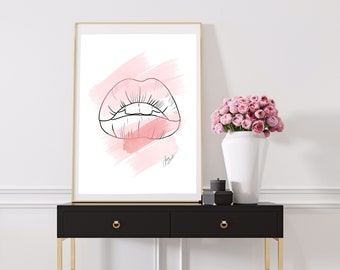 Lips Wall Art, Fashion Decor, Lip print, Minimalist Art, Modern Art, Fashion Print, Wall Art, Digital Prints, Instant Download