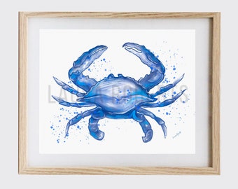 Blue Crab DIGITAL DOWNLOAD Watercolor Art