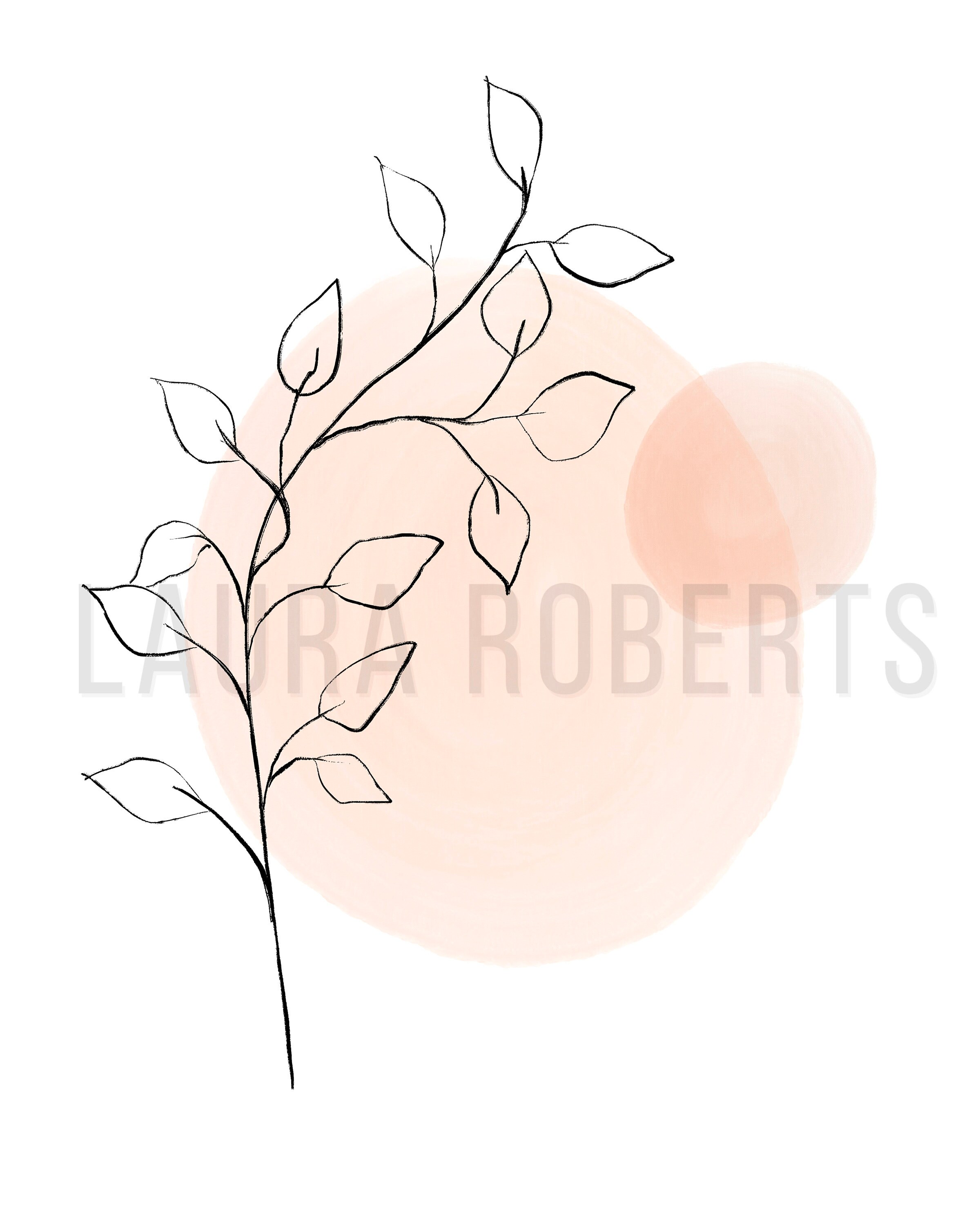 Floral Print Blush Pink Wall Art Set of 3 Posters Line Drawing Flower ...