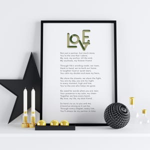 Coppia romantica Wall Art - Stampa di poesia, regalo d'amore sentimentale per marito e moglie, regalo personalizzato per anniversario, compleanno, Natale
