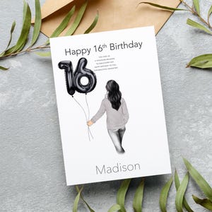 Biglietto d'auguri personalizzato per i 16 anni di una ragazza adolescente con citazione - Ricordo personalizzato per il compleanno della figlia