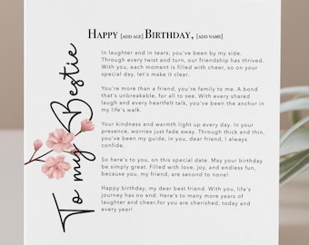 Personalisierte Happy Bestie Geburtstagskarte: Freundschaft & Liebe