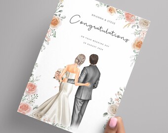 Personalised Wedding Bride and Groom Customised Mr and Mrs Congratulations Newlyweds Greeting Card  (10)