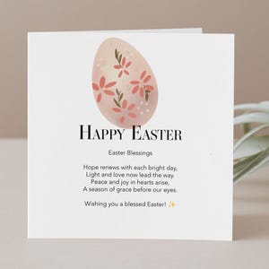 Easter Blessings Greeting Card with Short Verse, Happy Easter Greetings for Friends