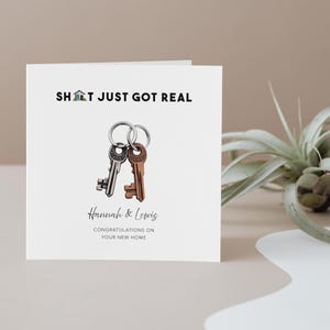 Gepersonaliseerde felicitaties met je nieuwe huis: Shit Just Got Real-kaart voor nieuwe huiseigenaren, groet New Home New Chapter Housewarming-groet