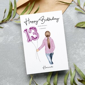 Personalised 13th Birthday Card You're a Teenager Now Customised Card for the Thirteenth Birthday Girl 13Teen Special Birthday
