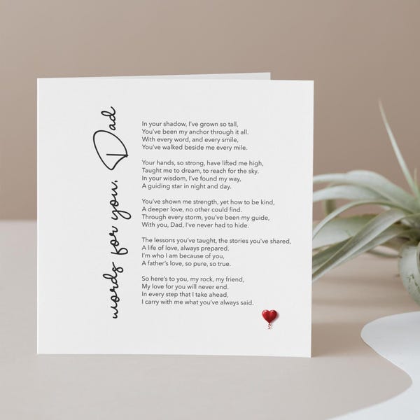 Heartfelt Poem Greeting Card for Dad: Birthday, Father's Day, Christmas
