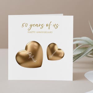 Custom 50th Wedding Anniversary Card - Personalised Golden Anniversary Celebration
