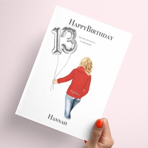Biglietto di auguri per il 13° compleanno di una ragazza adolescente - Design carino e colorato, ufficialmente un'adolescente - Festeggia il tuo 13° compleanno con stile