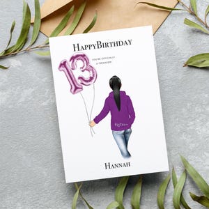 Happy 13th Birthday Card for Teenage Girl - Cute and Colourful Design, Officially a Teenager - Celebrate Turning 13 in Style