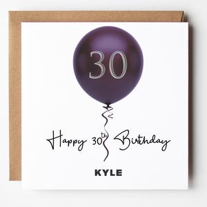 Carte de joyeux anniversaire personnalisée faite main - Design personnalisable, voeux pour lui ou elle, ballon d'anniversaire festif
