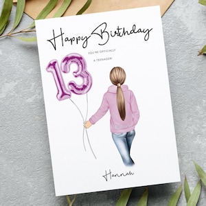 Personalised 13th Birthday Card You're a Teenager Now Customised Card for the Thirteenth Birthday Girl 13Teen Special Birthday