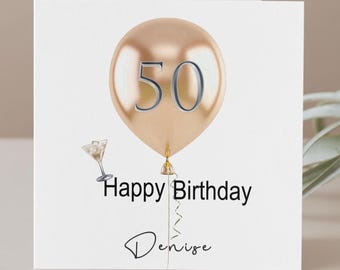 Personalised 50th Birthday Card for Her
