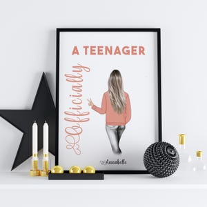 Personalised Welcome to Teenhood: Fun Room Sign for Your New Teen, Celebrate Teen Life with Stylish Room Print, Officially a Teen