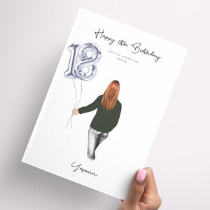 Biglietto di auguri fatto a mano per il 18° compleanno per lei - Design speciale personalizzato per celebrare un traguardo importante di una figlia, nipote, pronipote (02)