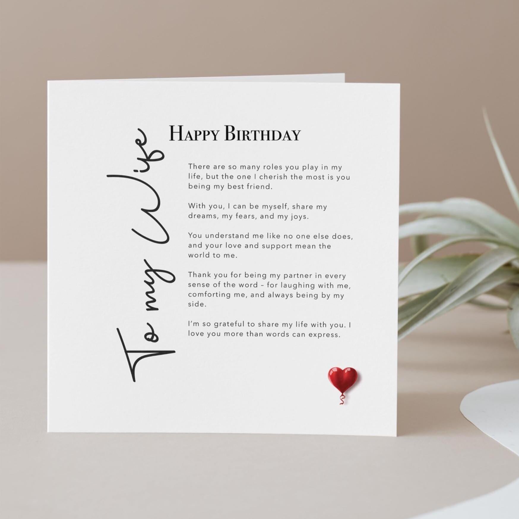 Wife Birthday Card with Love Poem