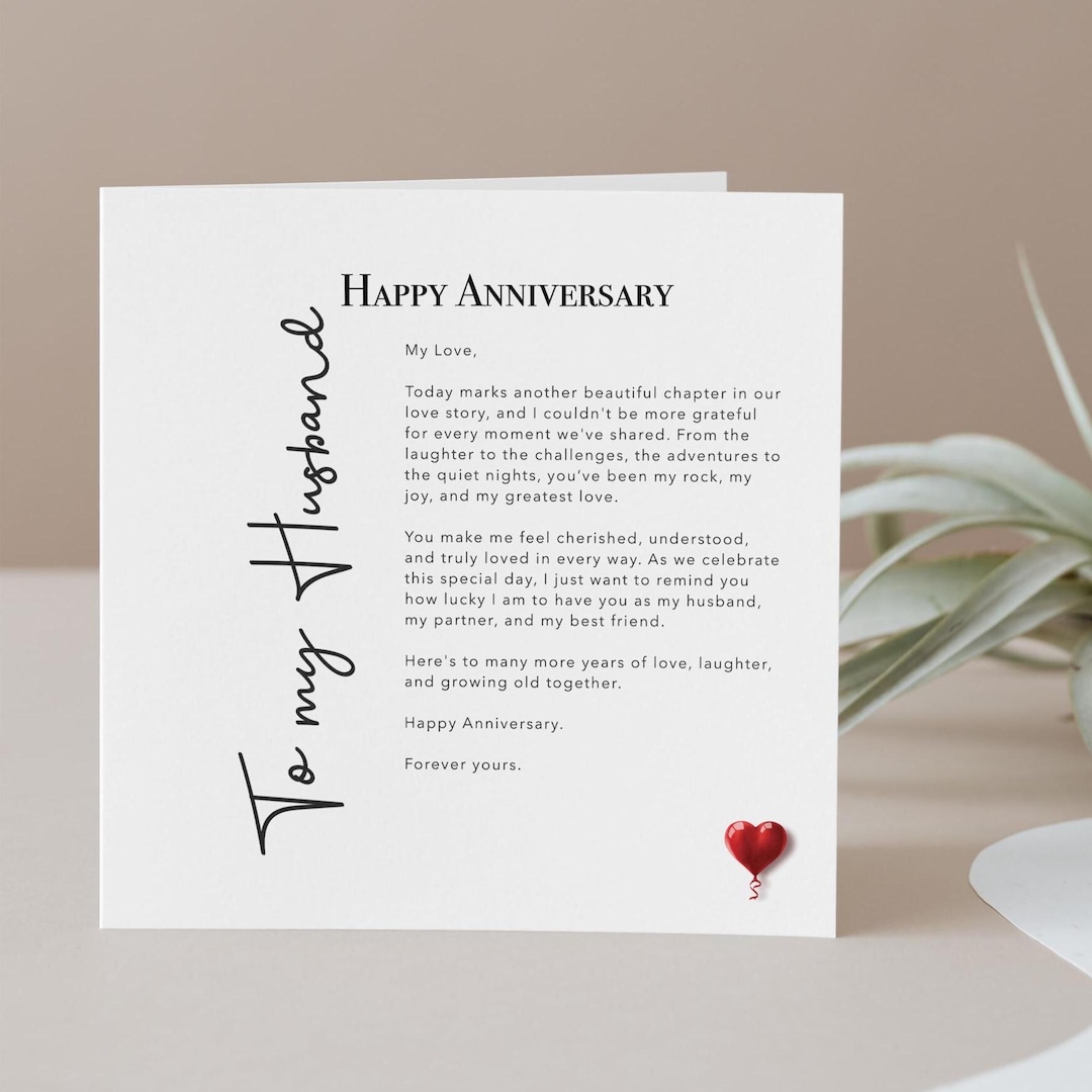 Love Note for Husband Anniversary Card, Wedding Day Anniversary Card ...