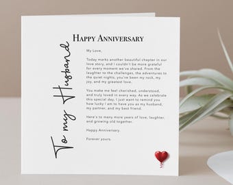 Anniversary Card for Husband, Heartfelt Love Verse, Kraft Paper (14.8cm)