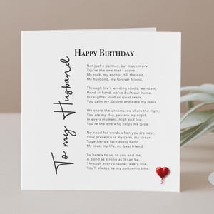 To my husband handmade birthday poem with words of romantic love from wife