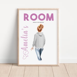 Arte murale personalizzata con nome per adolescenti - Stampa personalizzata unica per l'arredamento della stanza, stampa personalizzata chic per la stanza degli adolescenti - Arredamento divertente ed elegante (122)