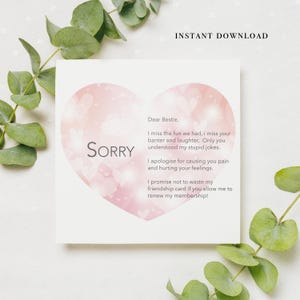 Digital Download To my bestie, I'm sorry I messed up friendship card, apology I miss you card for friends