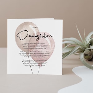 Mit Liebe und Hugs Tochter Geburtstag Vers mit rosa Ballons Wörter mit Bedeutung Karte von Papa und Mama für unsere spezielle Tochter