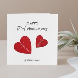 Custom Leather Anniversary Greeting Card - Personalised 3 Years Married Keepsake from Loved Ones