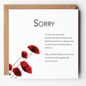 Carte de sympathie - Je suis désolé pour votre perte - Message de condoléances artisanal