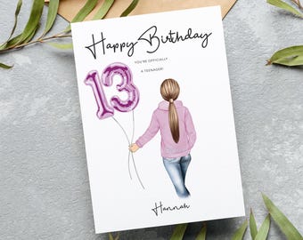 Personalized 13th Birthday Card for Teen Girl: Keepsake Milestone Card