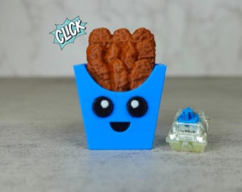 Chicken Nuggets Container Keychain: Customizable Fidget Toy with Click Sound