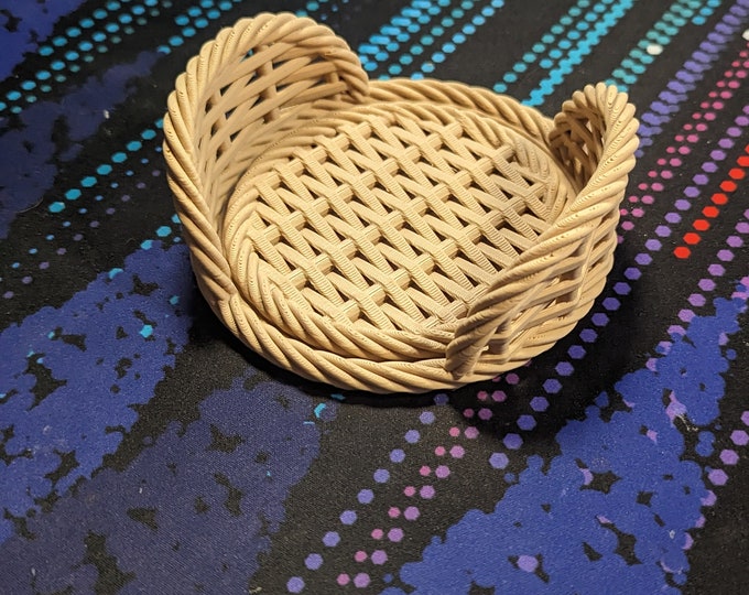 6 Woven Coasters and Coaster Holder - 3D Printed