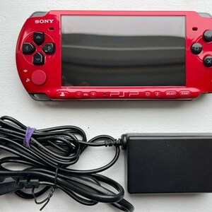 Authentic Sony PSP-3000 Console WiFi enabled Good Condition Charger New Battery Red / Black