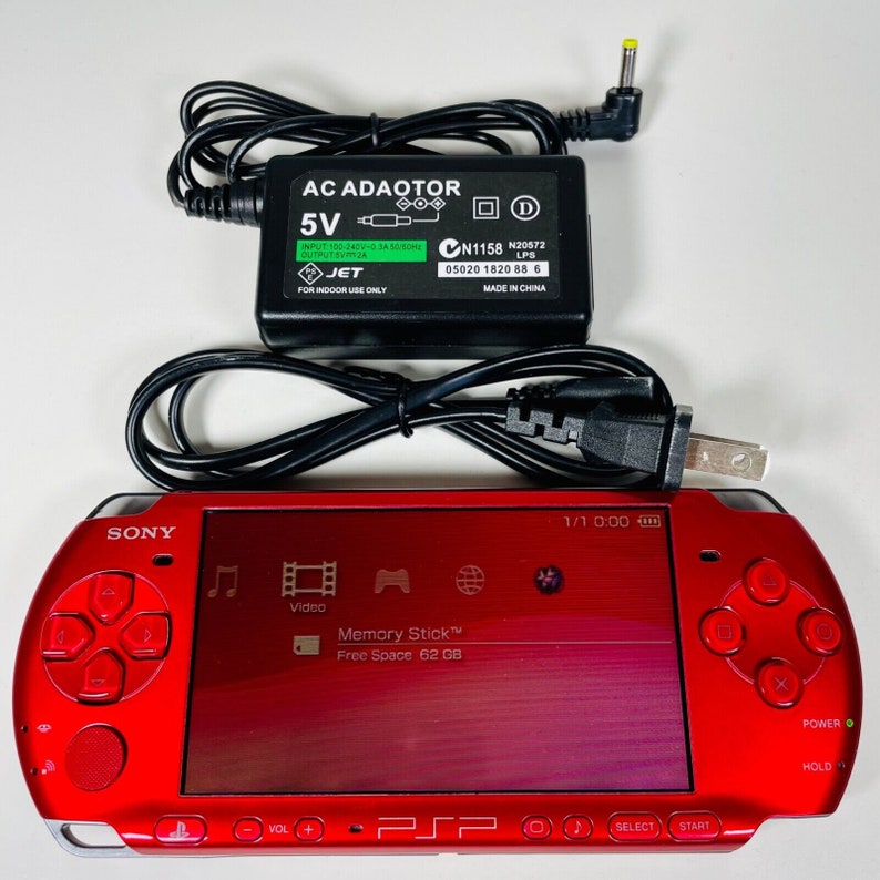 Authentic Sony PSP-3000 Console WiFi enabled Good Condition Charger New Battery Radiant Red