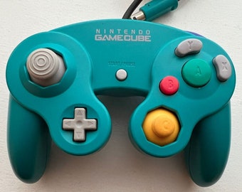 Authentic Official Nintendo GameCube Controller - Emerald Blue - Tight Stick - Excellent Condition