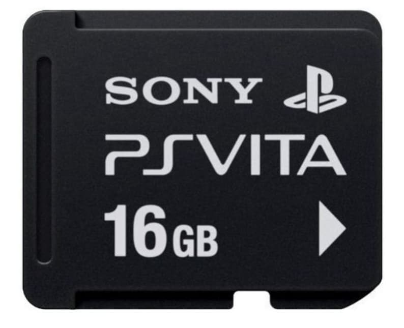 May include: Black memory card for the Sony PS Vita, with the Sony logo and PS Vita text in white. The card has a capacity of 16 GB.