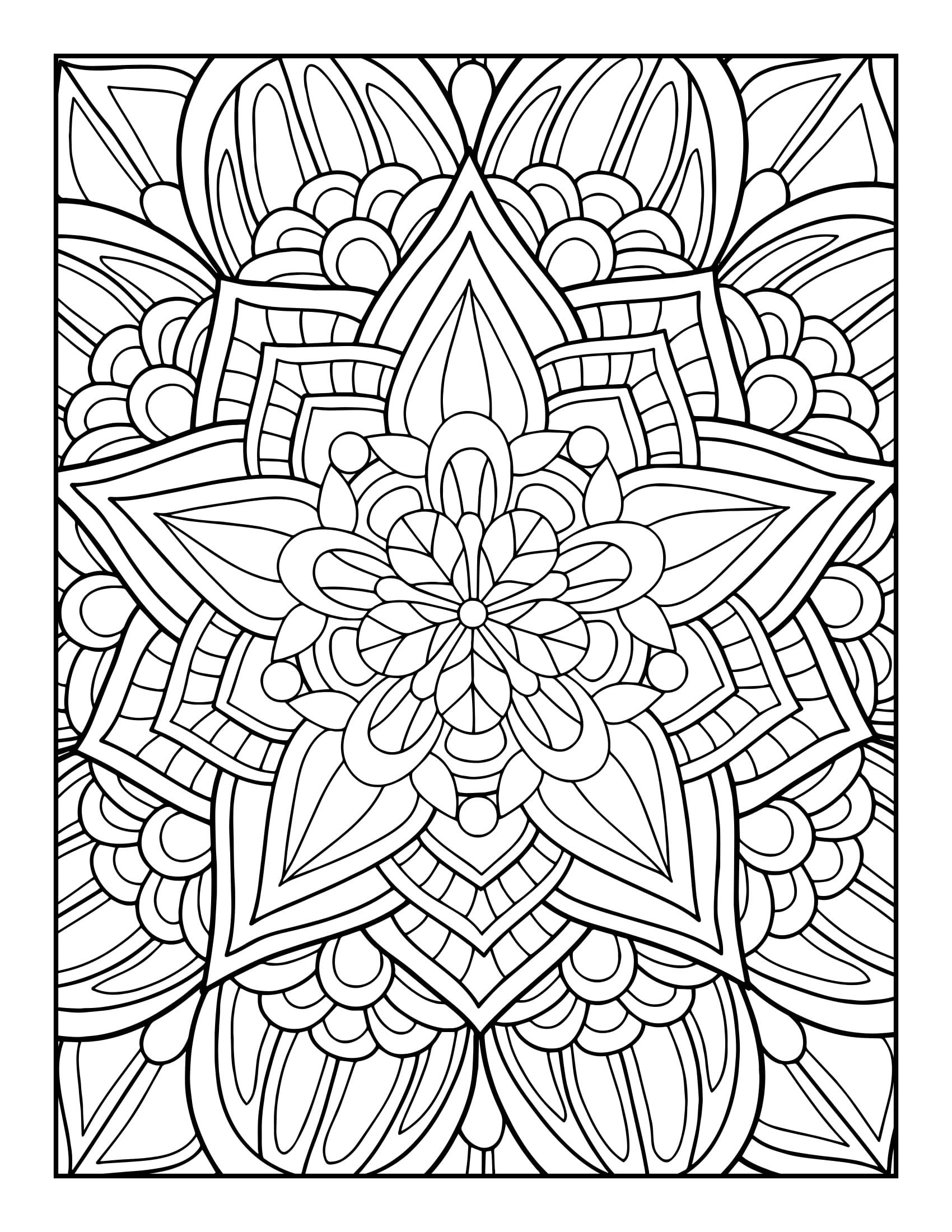 60 Mandala Adult Coloring Pages PDF – Relaxing Stress Relief Coloring Book Bundle