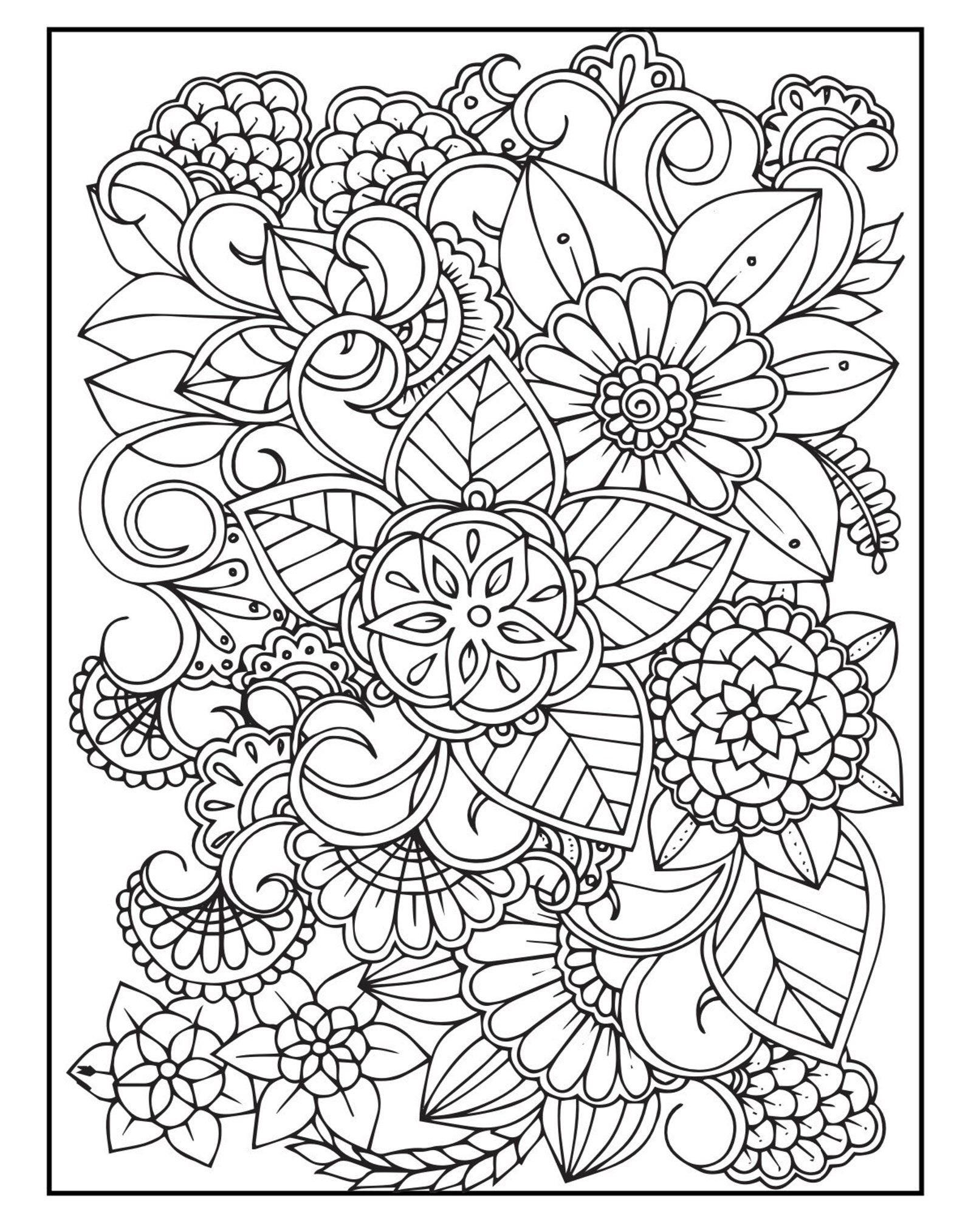 100 PAGES Adult Coloring Pages - Etsy