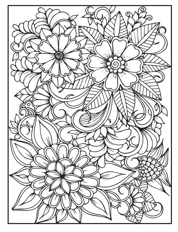 100 PAGES Adult Coloring Pages - Etsy