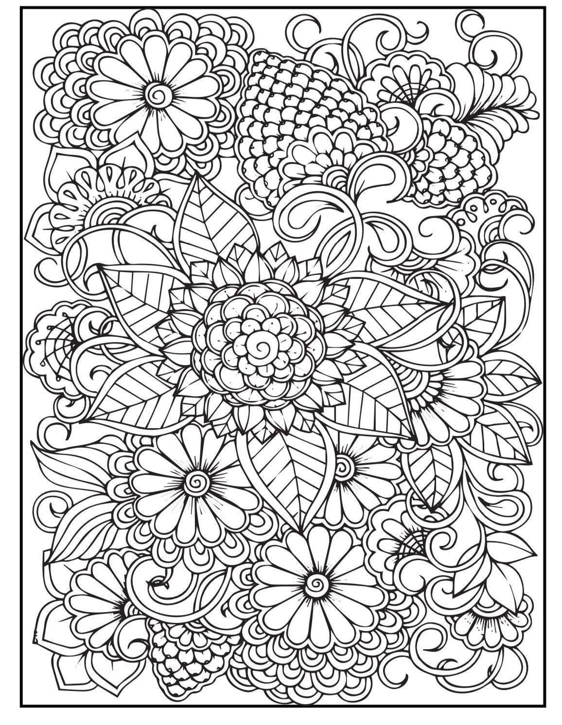 100 PAGES Adult Coloring Pages - Etsy