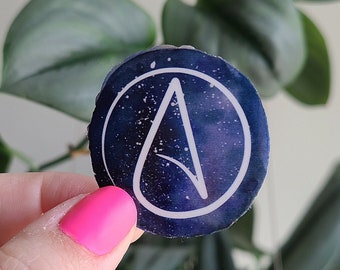 Acuarela Galaxy Atheist Decal // Pegatina del ordenador portátil / Calcomanía del vaso // Logotipo ateo