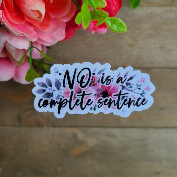 No is a Complete Sentence Vinyl Sticker // Laptop Decal / Water Bottle / Tumbler // Mental Health